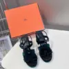 Hermès Women Dark Green Suede Sandals product view 1