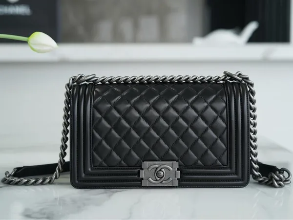 Chanel Boy Medium Black Silver Hardware Bag product view 1