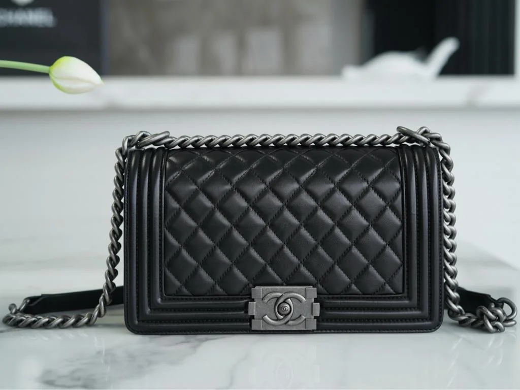 Chanel Boy Medium Black Silver Hardware Bag product view 1