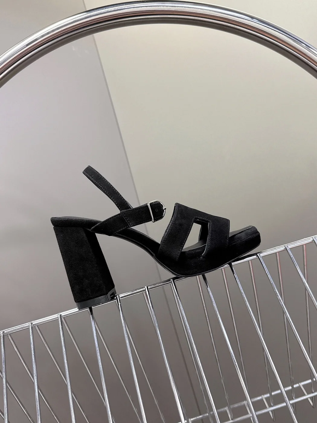 Hermès Women Black Suede Sandals product view 6