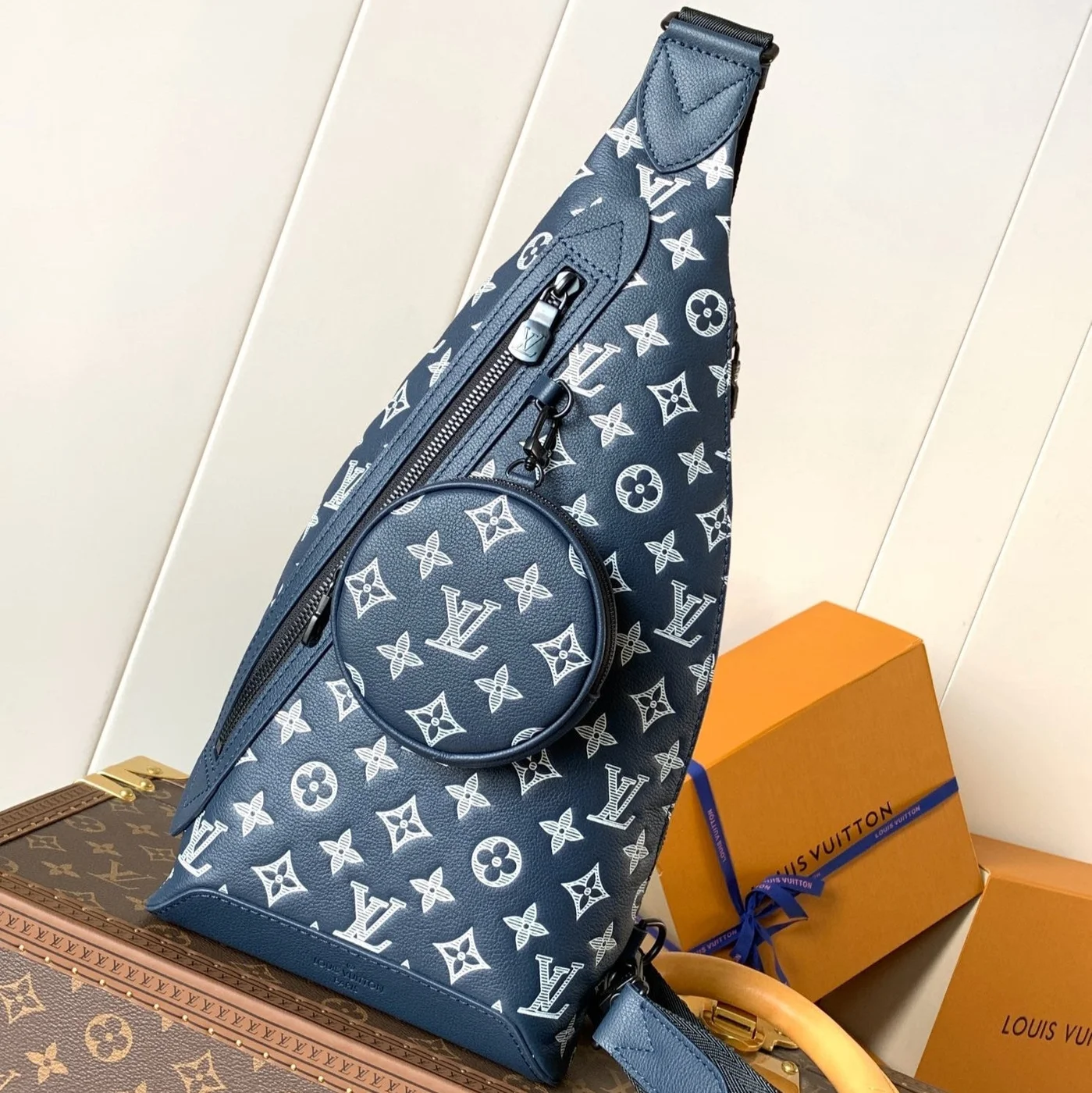 Louis Vuitton Duo Crossbag Bag 42 In Blue And White Monogram Shadow Cowhide product view 1