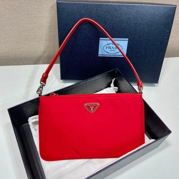 Prada Shoulder Bag 24 With Triangle Logo In Passion Red Re-Nylon Fabric product view 1