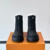 Louis Vuitton Men Black Leather Fur Lined Boots product view 2