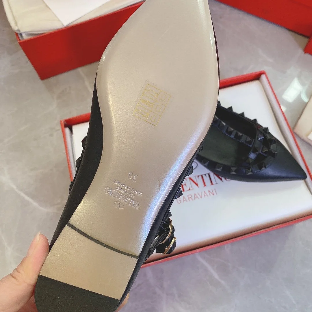 Valentino Women Black Leather Pointed Flats product view 5