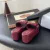 Chanel Women Burgundy Quilted Leather Slides product view 3