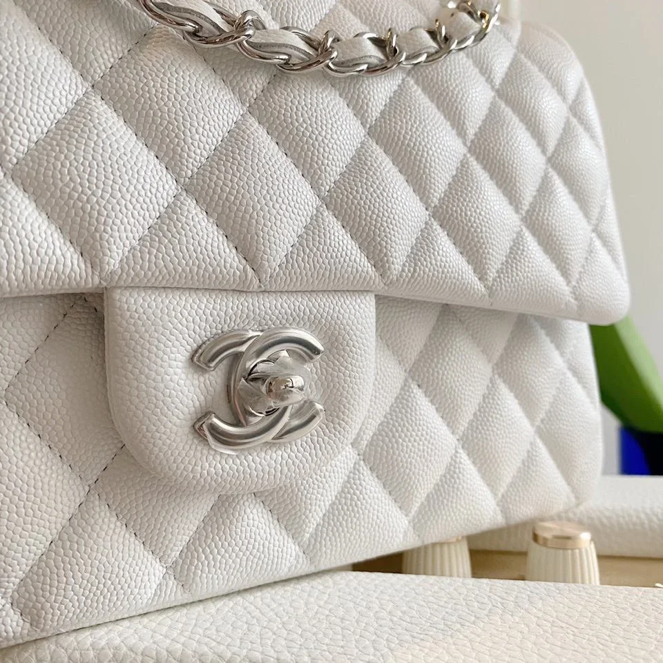 Chanel Classic Flap Medium White with Gold Hardware Bag product view 9