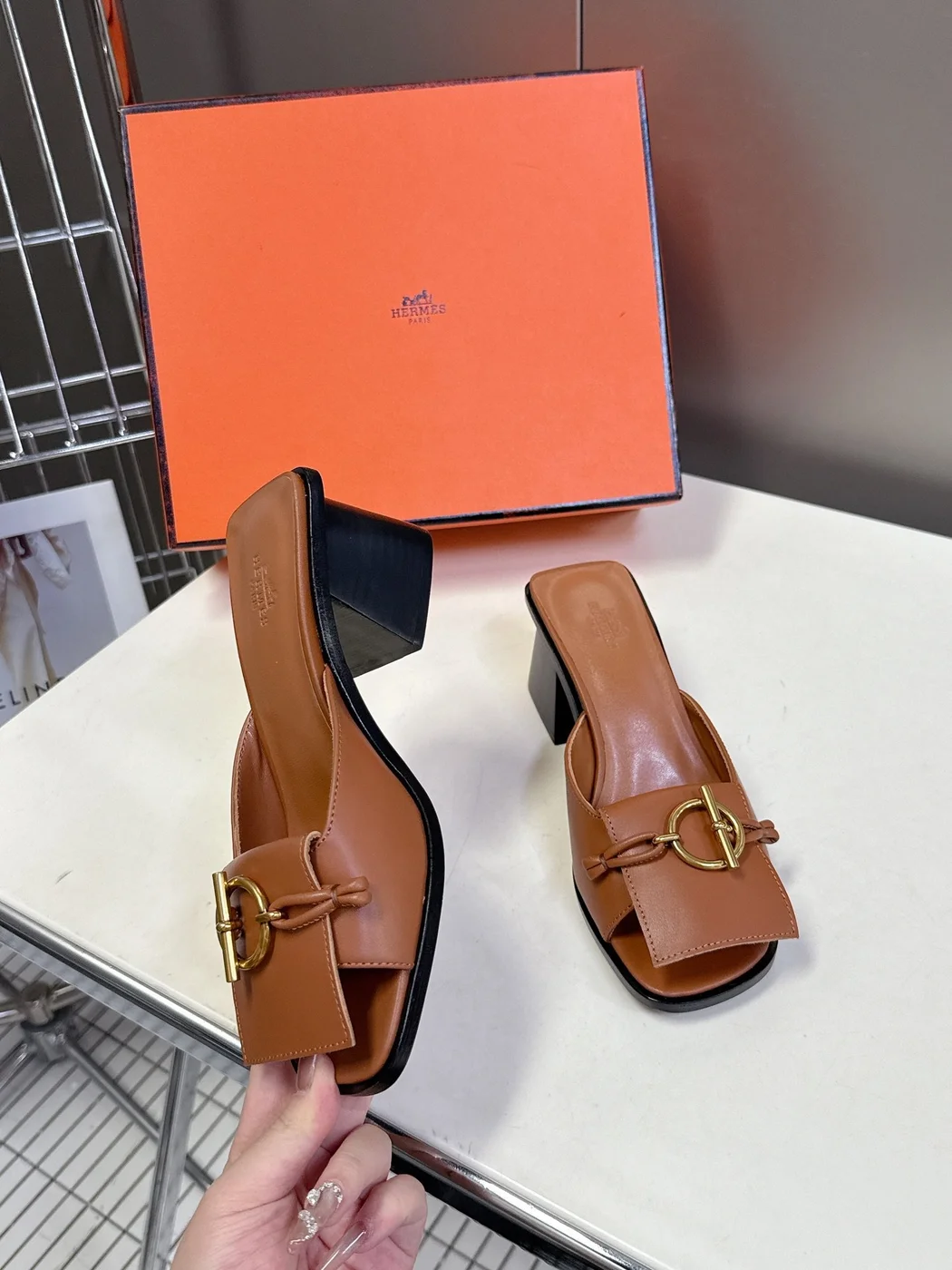 Hermès Women Brown Leather Heels product view 5