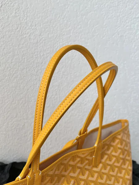 Goyard Yellow Goyardine Canvas  Chevroches Calfskin Saint Louis PM Tote product view 4