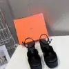 Hermès Women Black Suede Leather Sandals product view 1