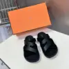 Hermès Women Black Leather Suede Sandals product view 1