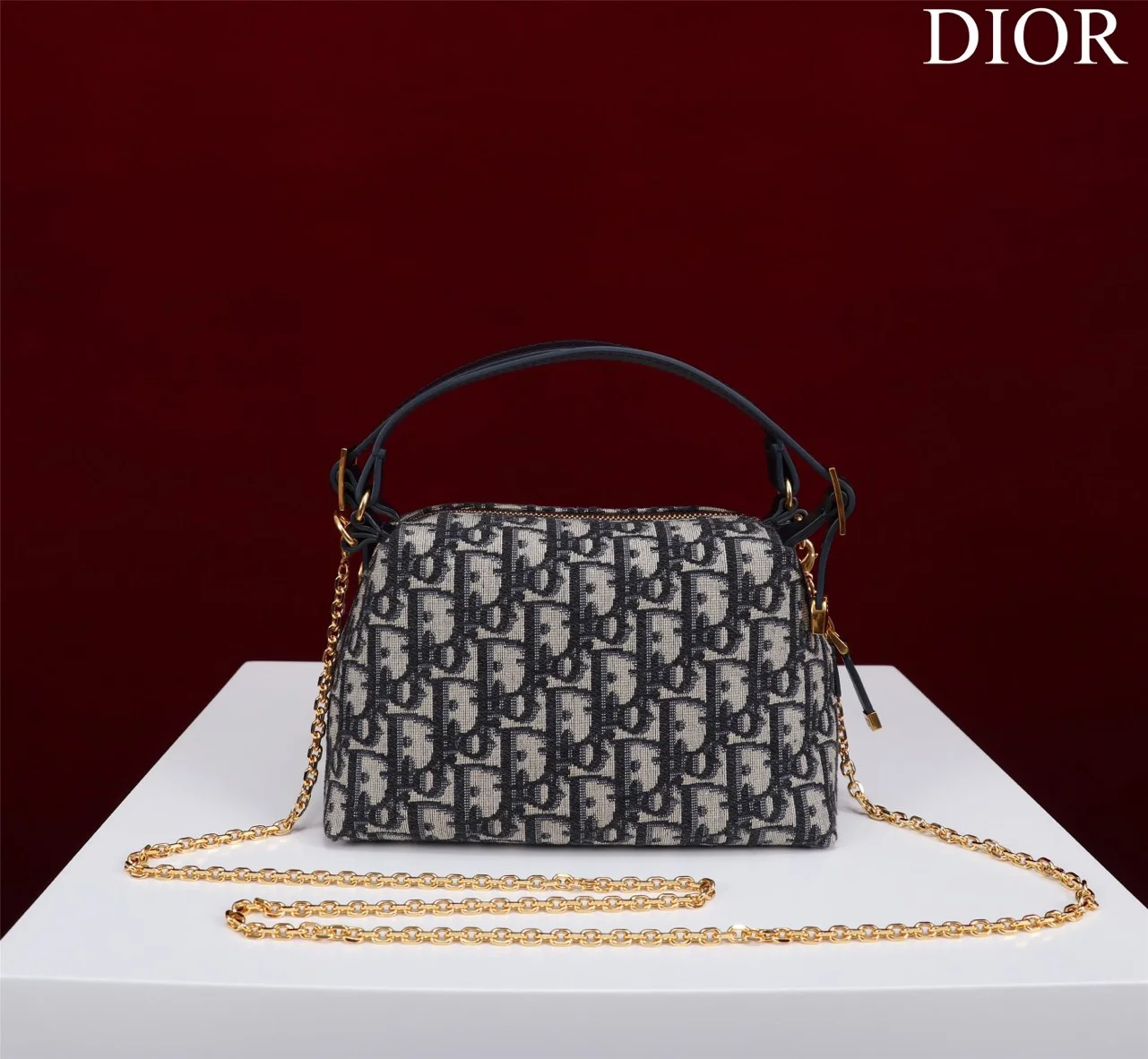 Dior Plaid Women’s Handbag, Glossy Leather, 20 cm product view 7