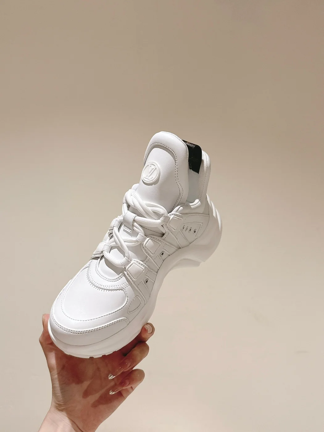 Louis Vuitton Women White Leather Chunky Sneakers product view 4