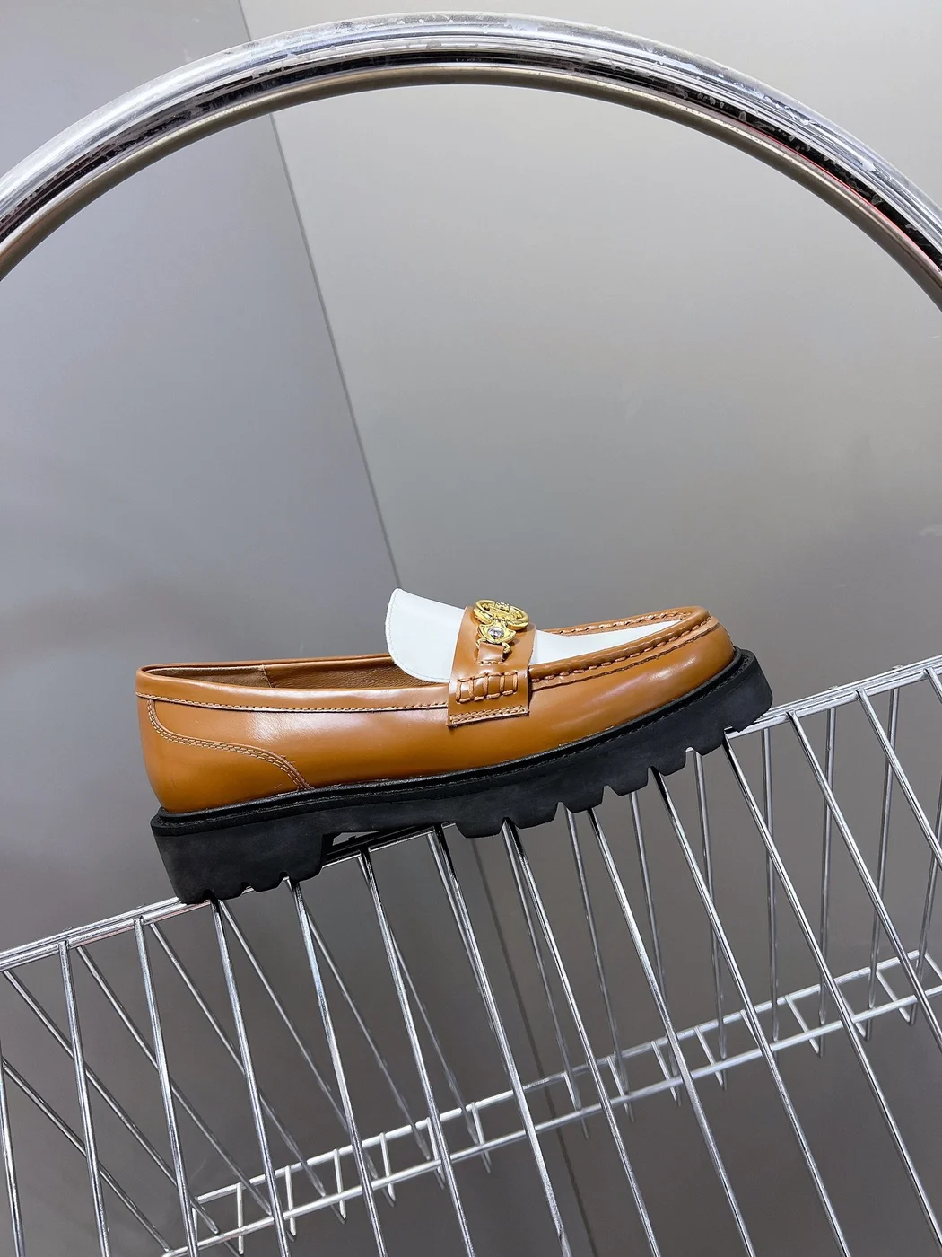 Louis Vuitton Women Brown White Leather Loafers product view 6