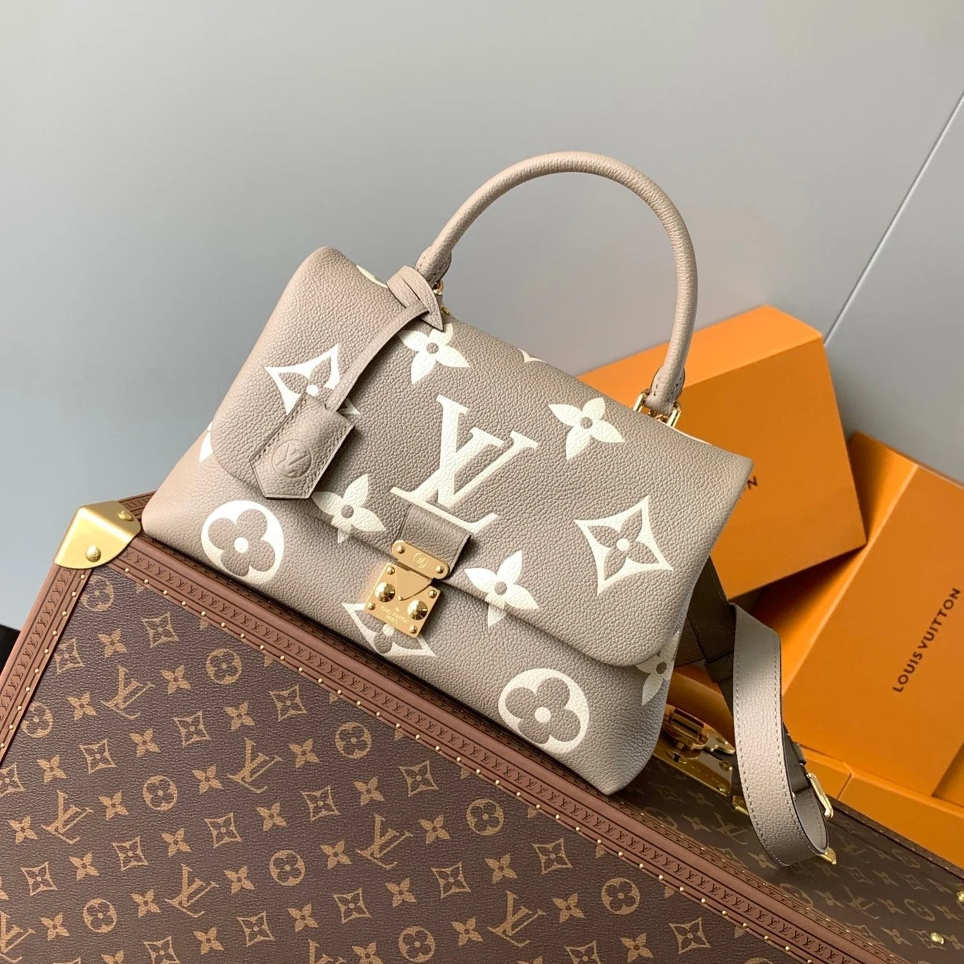 Louis Vuitton Madeleine 30 In Beige Monogram Calfskin Embossed Logo Bag product view 1