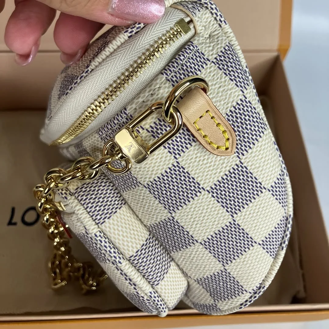 Louis Vuitton Mini Bumbag — Cream and Gray Checkered Pattern product view 3