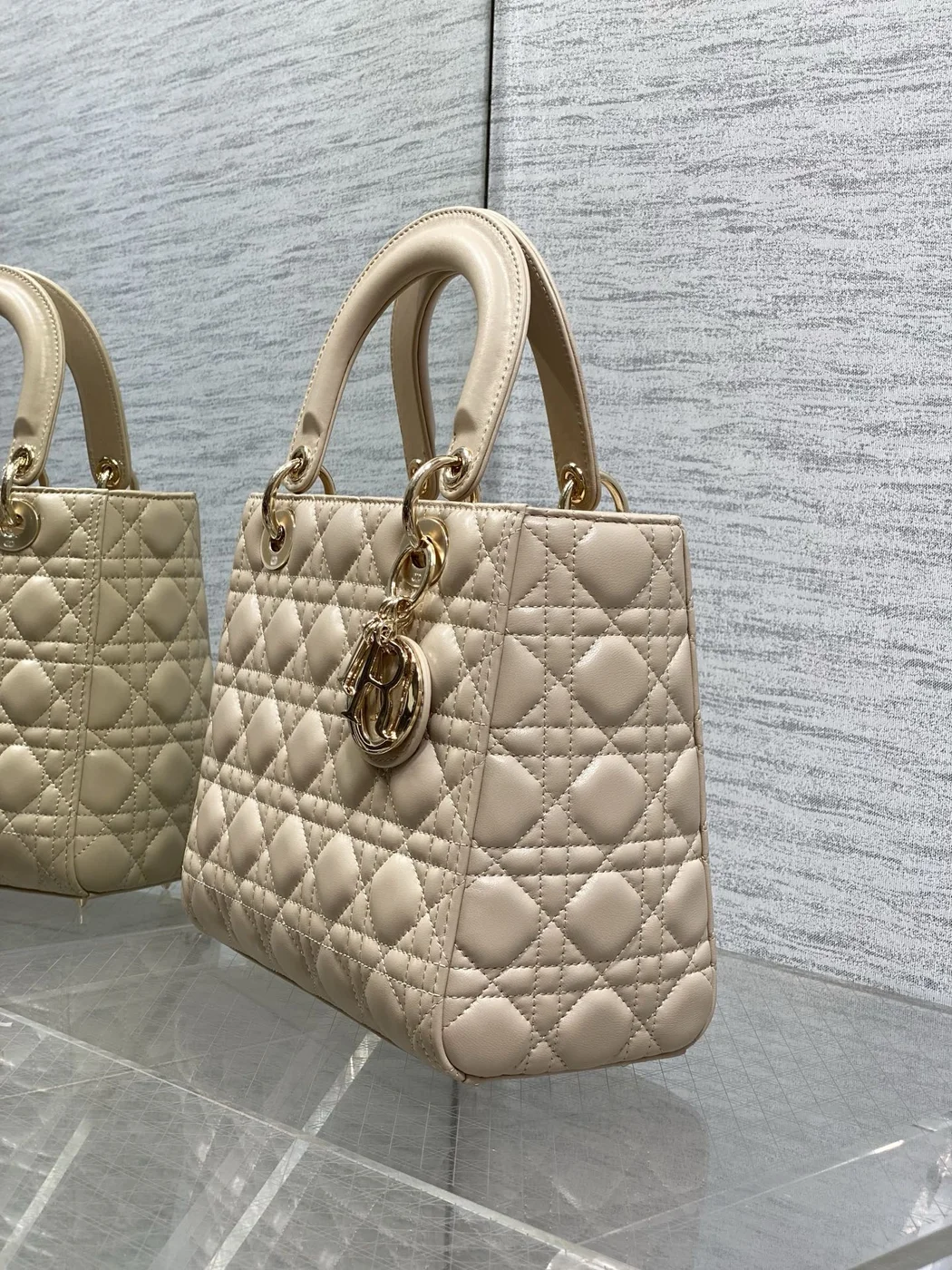 Dior small Lady Dior bag in Beige Cannage product view 4