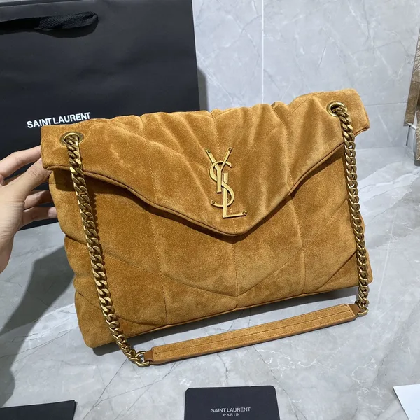 Saint Laurent Puffer Toy quilted leather-trimmed suede shoulder bag product view 2