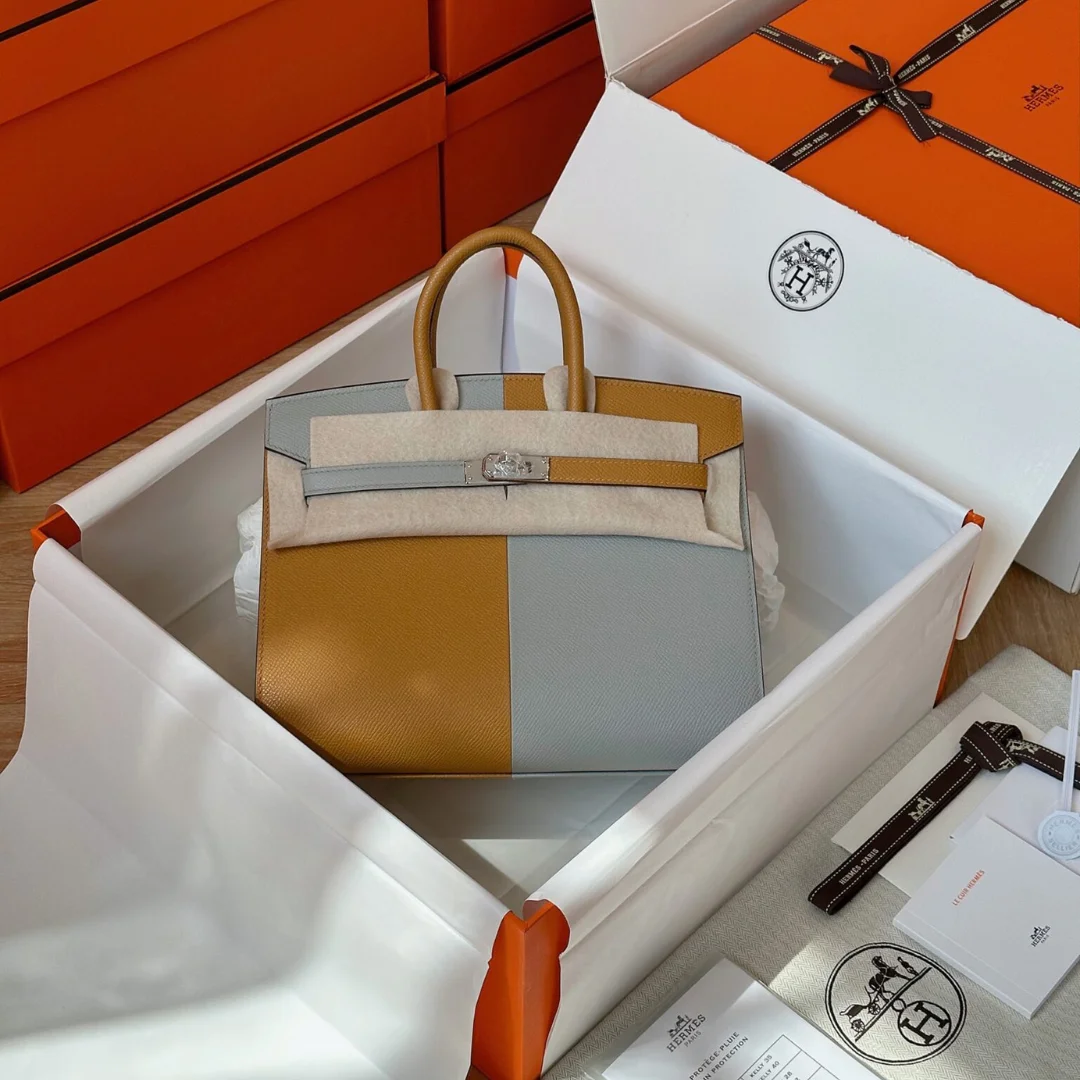 Hermès Birkin 25 Gray/Brown Epsom leather Palladium Hardware Bag product view 1