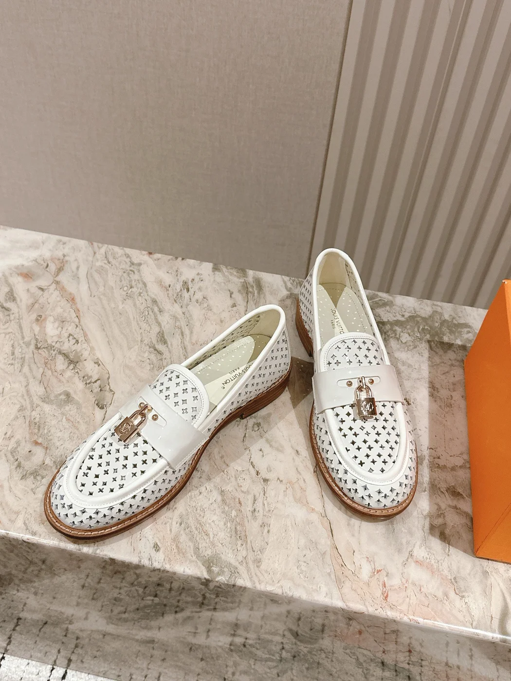 Louis Vuitton Women White Leather Loafers product view 4