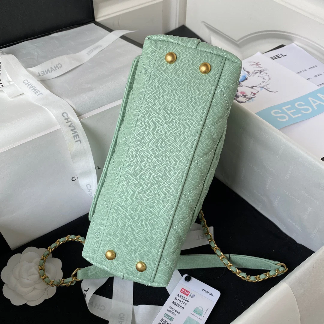 Chanel Coco Pastel Blue Handbags With Lock Gold 24 cm product view 2
