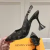 Louis Vuitton Women Black Patterned Leather Heels product view 5