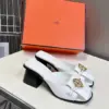 Hermès Women White Leather Heels product view 3