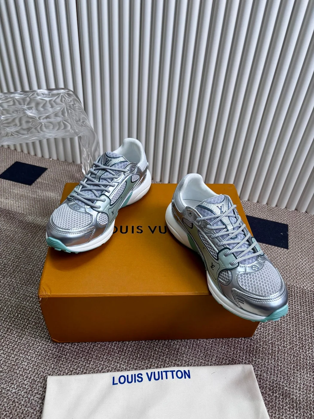 Louis Vuitton Women Silver Mesh Metallic Sneakers product view 1