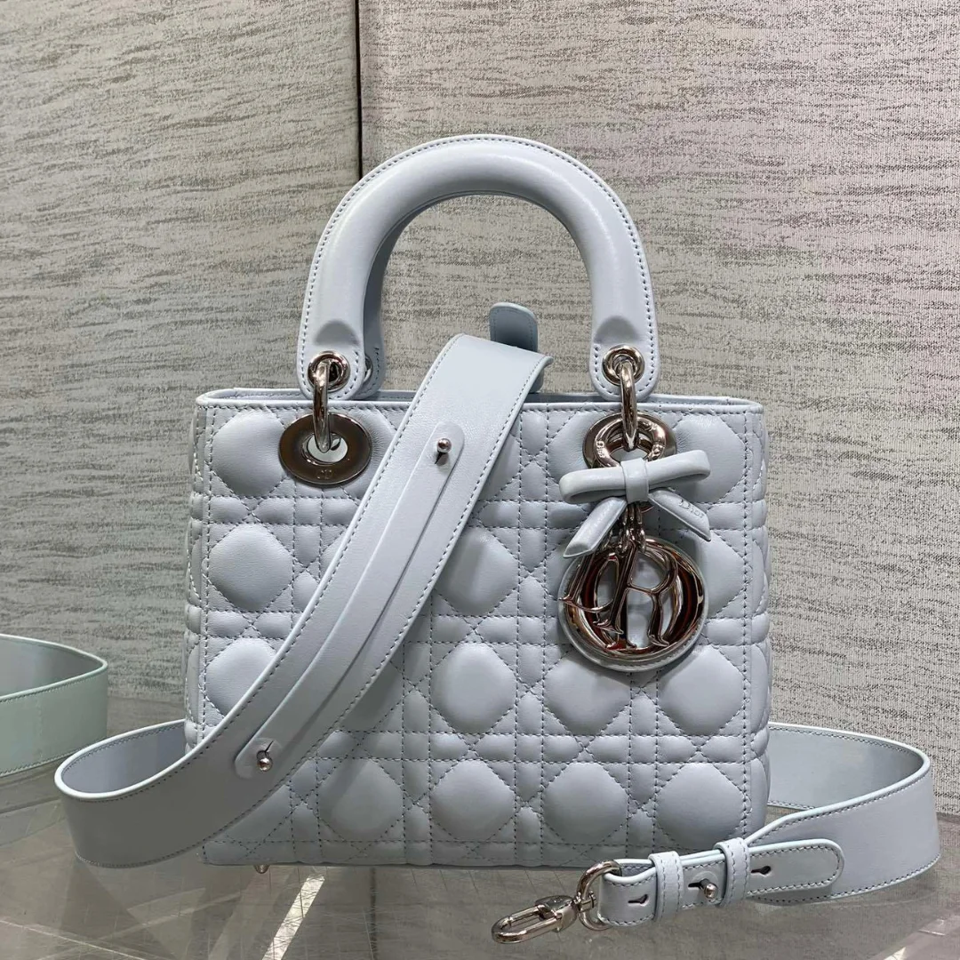 Dior Small Lady Dior Bag in Ice Blue Cannage