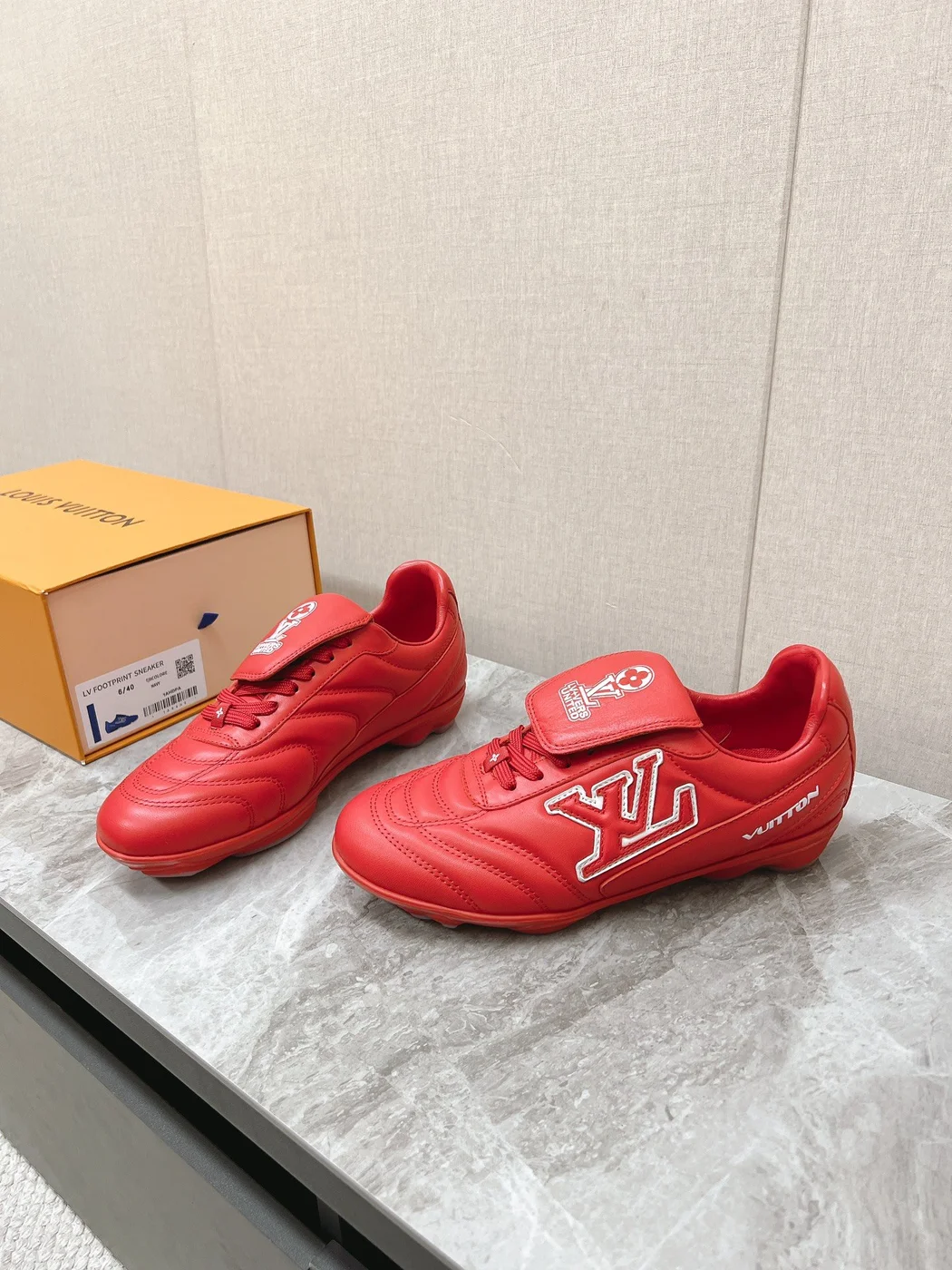 Louis Vuitton Women Red Leather Sneakers product view 3