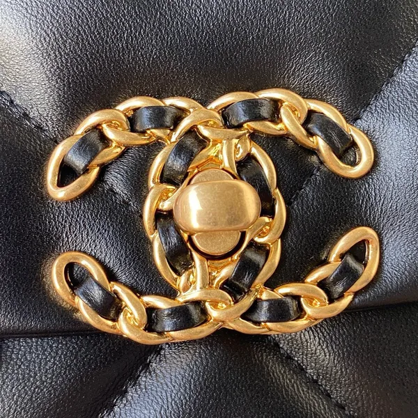 Chanel 19 Flap Bag Black Lambskin Gold Hardware product view 4