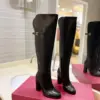 Valentino Women Black Leather High Heel Boots product view 1