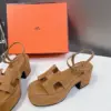 Hermès Women Tan Suede Platform Sandals product view 4