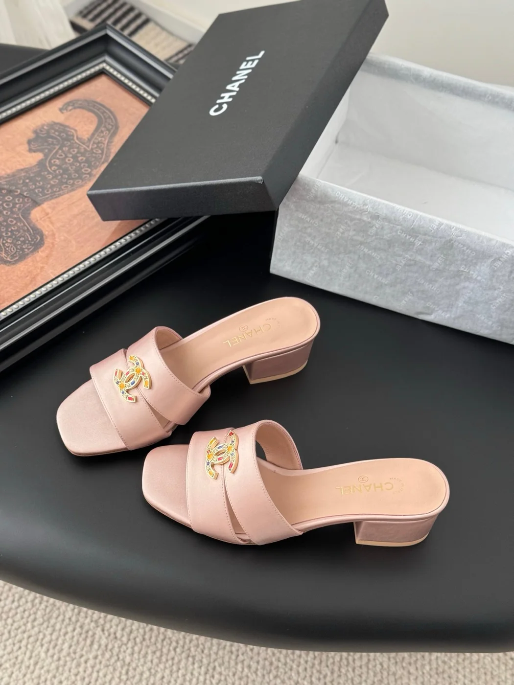 Chanel Women Light Pink Satin Mules product view 2