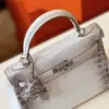 Hermès Kelly 25 Himalaya Albino Crocodile Leather Palladium Hardware Bag product view 10