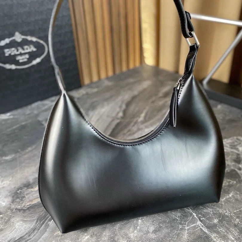 Prada Cleo Shoulder Bag 30 In Black Glossy Calfskin product view 4