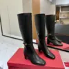 Valentino Women Black Leather Knee High Boots product view 1