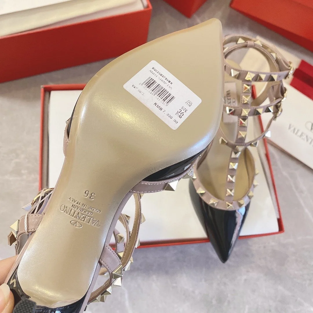Valentino Women Black Patent Leather Studded Heels product view 4