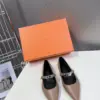 Hermès Women Beige Leather Pointed Strap Flats product view 1