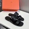 Hermès Women Black Leather Flat Sandals product view 4