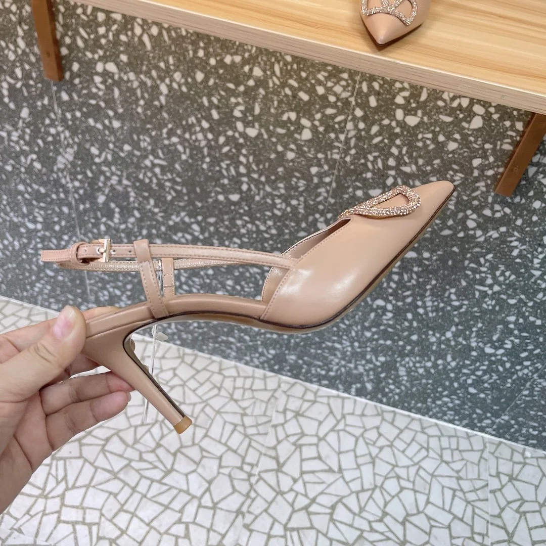Valentino Women Beige Leather Slingback Pumps product view 4