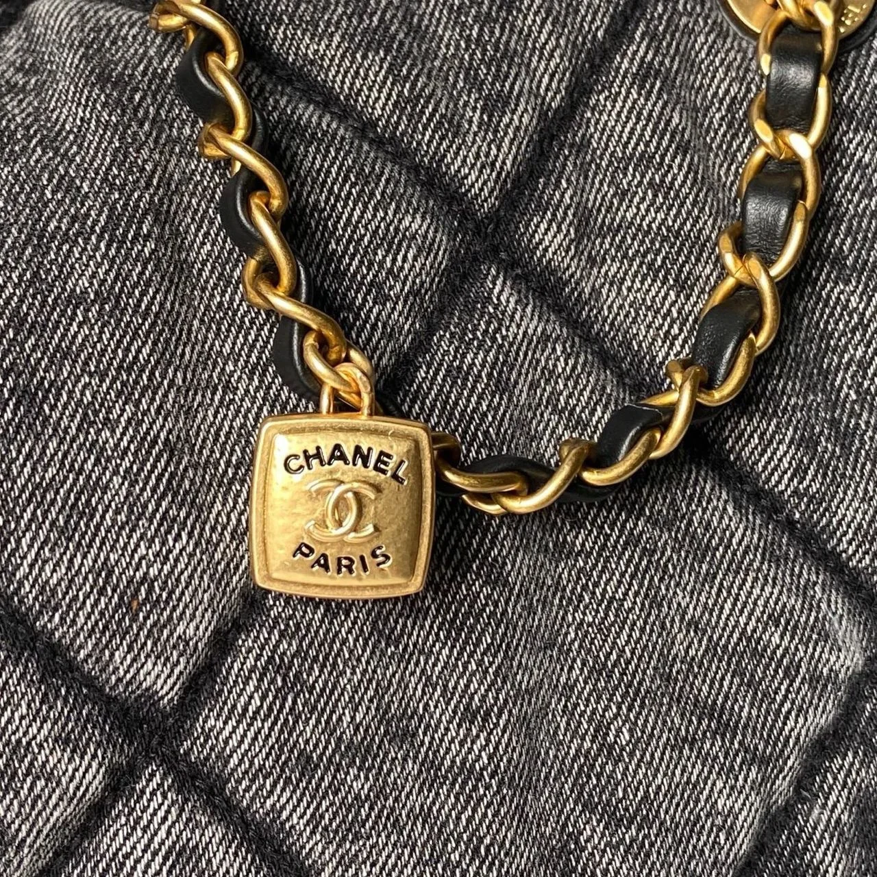 Chanel Maxi Flapbag in washed denim with gold-tone metal hardware Bag product view 4