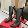 Valentino Women Black Leather Knee High Boots product view 6