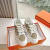 Hermès Women Beige Suede White Leather Sneakers product view 1