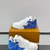 Louis Vuitton Men White Blue Leather Sneakers product view 4