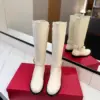 Valentino Women White Leather Knee High Boots — Ankle-Strap Detail product view 4