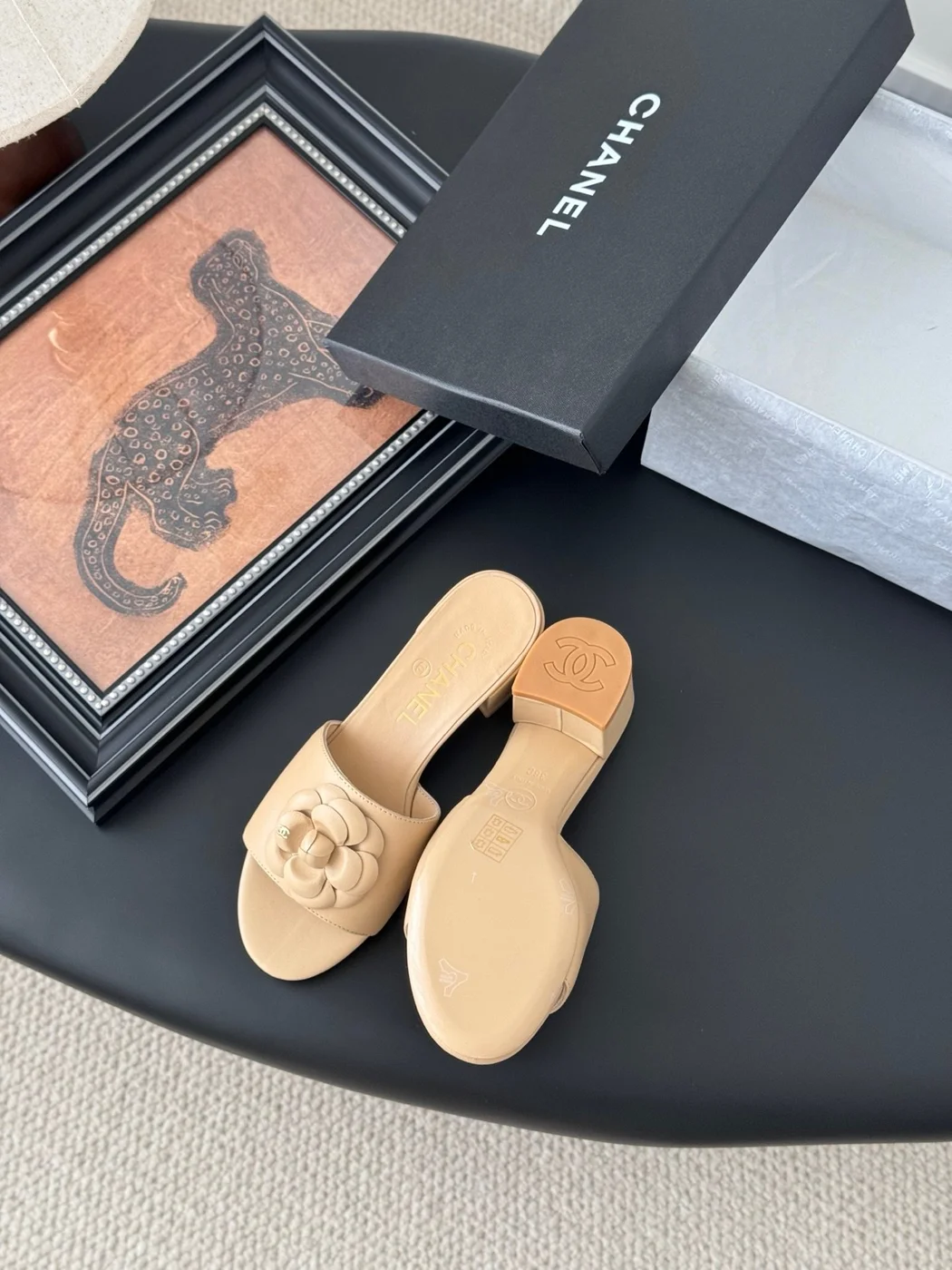 Chanel Women Beige Leather Mules product view 4