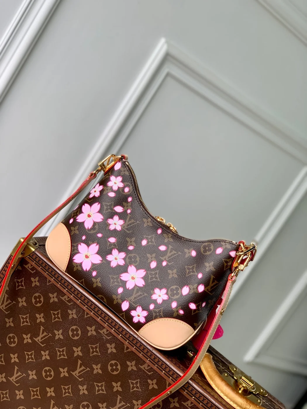 Louis Vuitton Boulogne Cherry Blossom 29 In Sakura Brown Monogram Coated Canvas Bag product view 2