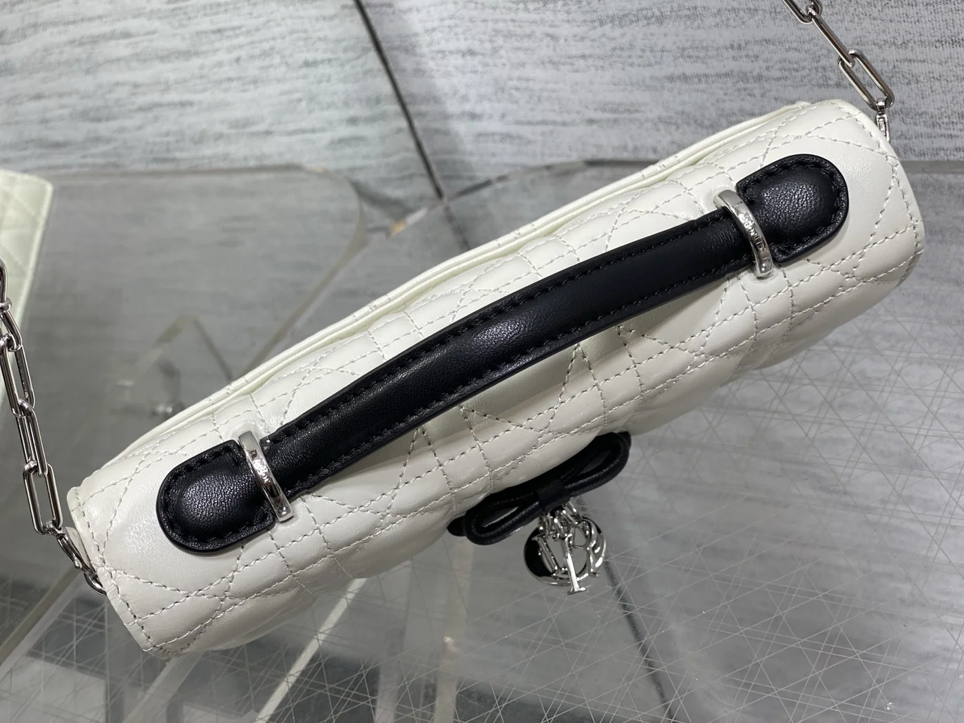 Dior My Dior Mini Bag in white and black lambskin product view 4