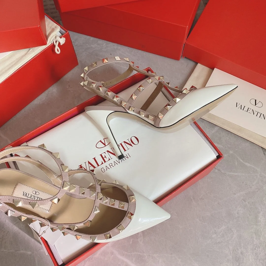 Valentino Women White Patent Leather Rockstud Pumps product view 3