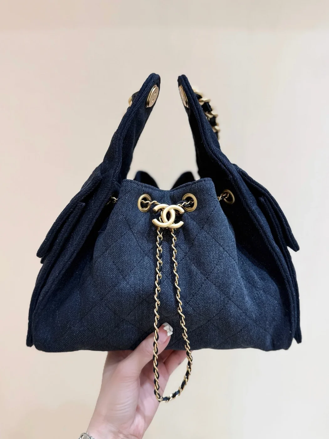 Chanel 25 Handbag 30 In Denim Gold Hardware
